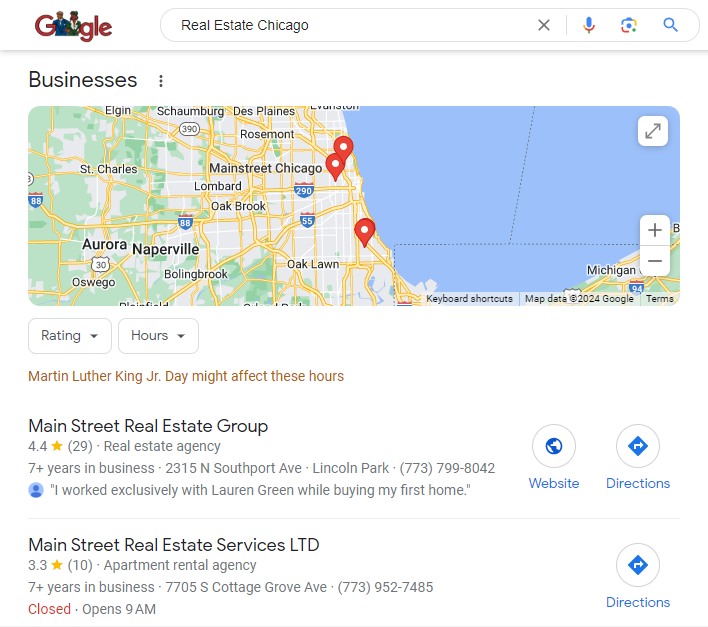 Main Street Real Estate Google